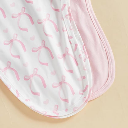 Merqwadd Baby Sleeper Gown Boy Girl 2-Pack Knotted Gown Newborn Nightgown with Hat Set Infant Sleepwear Pajamas