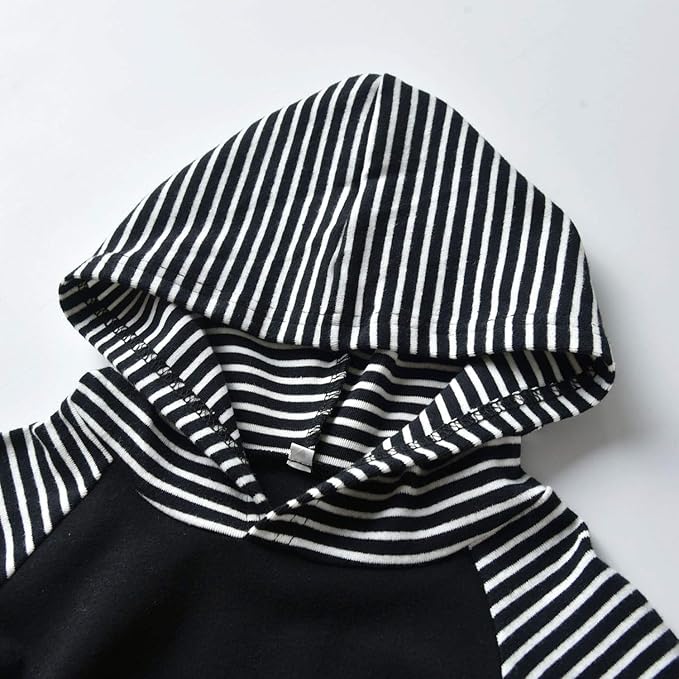 Toddler Infant Baby Boy Clothes Striped Long Sleeve Hoodie Tops Sweatsuit Pants Outfit Set