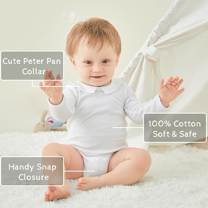 pureborn Baby Romper Bodysuits 2-Pack Unisex Soft Cotton One-Piece Outfit for Infant Boys Girls 0-24 Months