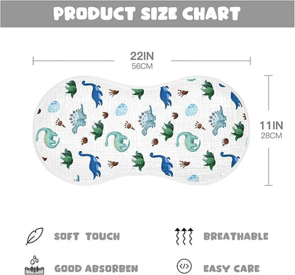 vvfelixl Baby Burp Cloths Palm Tree and Dinosaur Baby Newborn Cotton Burping Cloths Set Baby Washcloths 4 Pack