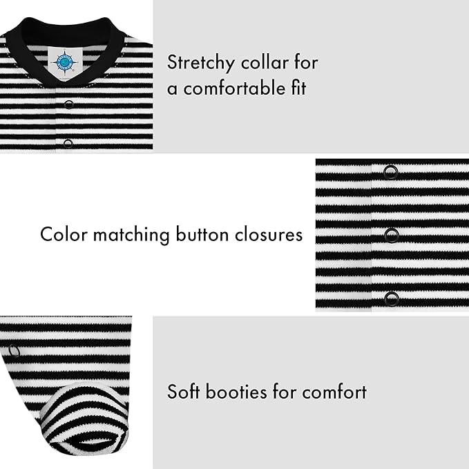 Creative Knitwear College Baby Striped Footed Romper - Team Logo, Multiple Colors, for Boys & Girls (0-9 Months)