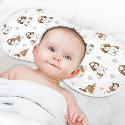 2 Pack Muslin Burp Cloths Shih Tzu Dogs White Cotton Baby Burp Cloths Ultra Absorbent and Soft Thick Burping Cloth for Newborn Must Haves 22x11 Inch
