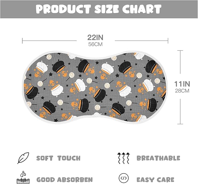 vvfelixl Baby Burp Cloths Halloween Witch Cauldron Baby Newborn Cotton Burping Cloths Set Baby Washcloths 4 Pack