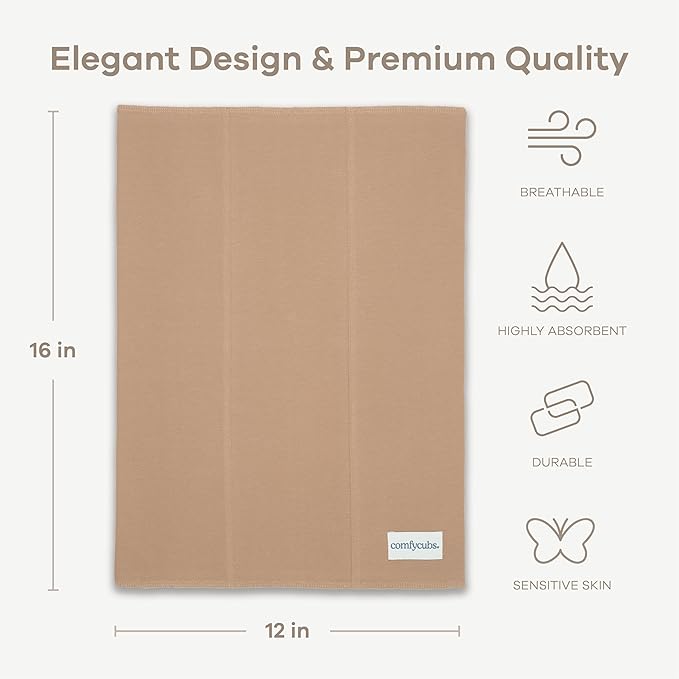 Comfy Cubs Baby Burp Cloths Set (Pack of 10) - Large, 6-Layer, Ultra Absorbent 100% Cotton for Infant Spit-Up, Drool, and Messes - Soft, Gentle, Thoughtful New Born Baby Gifts, Cedar