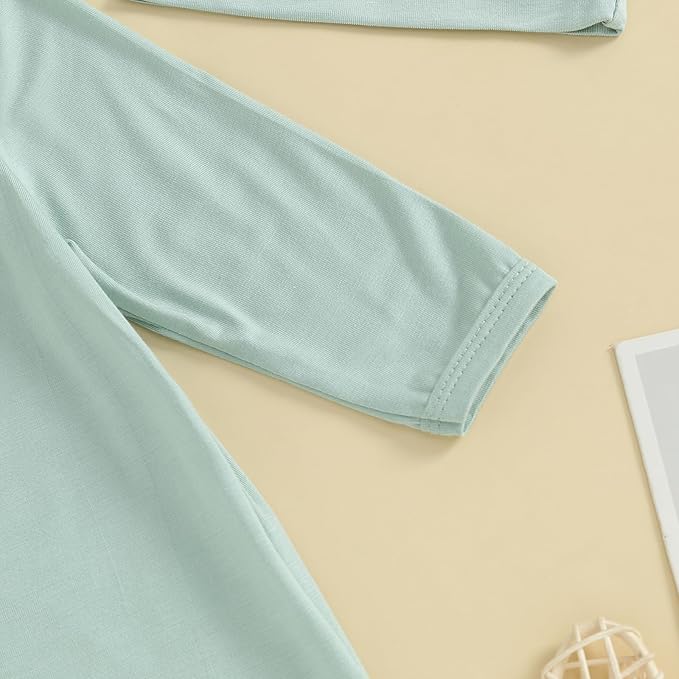 Newborn Knotted Gown 2 Pack Plain Sleeper for Baby Boy Girl Coming Home Outfit