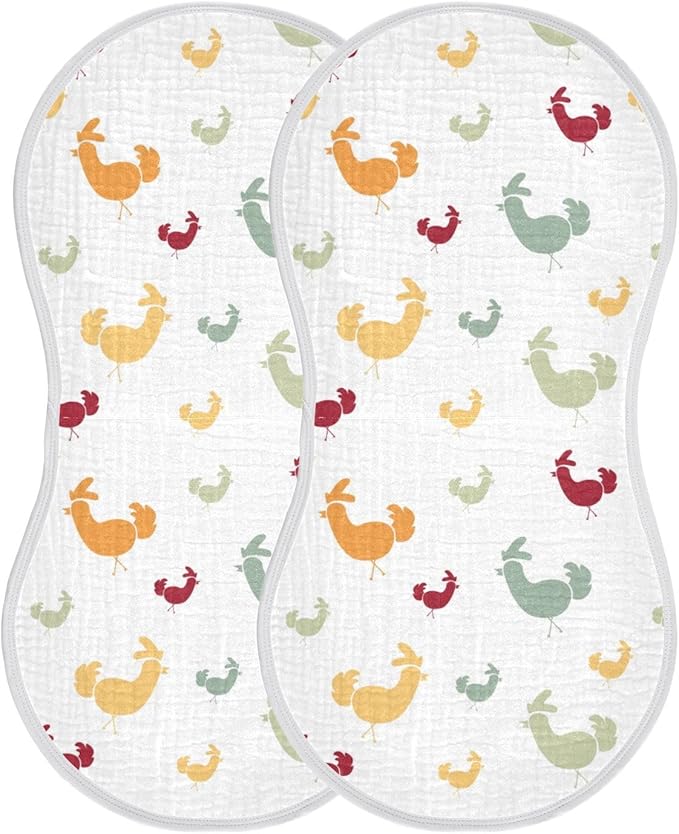 vvfelixl Baby Burp Cloths Animal Chicken Baby Newborn Cotton Burping Cloths Set Baby Washcloths 4 Pack