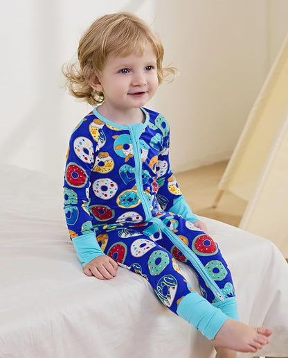 Bamboo Viscose Baby Convertible Footie Pajama, Zipper Pajamas for Baby Boys & Girls, Sleep & Play Footed Pjs