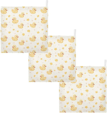 vvfelixl Cute Yellow Rubber Ducks Baby Burp Cloths Baby Muslin Washcloths for Boys Girls Cotton Babys Face Towel for Newborn Infants Soft and Absorbent 11.8 X 11.8 in, 5 Pack