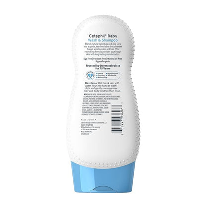 Cetaphil Baby Shampoo and Body Wash with Organic Calendula, Tear Free, Hypoallergenic, Ideal for Everyday Use, Dermatologist Tested, 7.8oz
