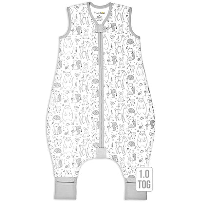 Mama Cheetah Toddler Sleep Sack with Feet 4T-5T, 1.0 TOG Organic Cotton Baby Wearable Blankets with Legs, Baby Sleeping Bag for Walkers, Early Walker X-Large