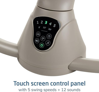 Maxi-COSI Cassia Smart Baby Swing for Infants, Portable Foldable Swing with Music, 360 Rotation, 5 Speeds, 12 Melodies, EcoCare Fabric, Auto Motion Sensor, 2 Reclines, Truffle