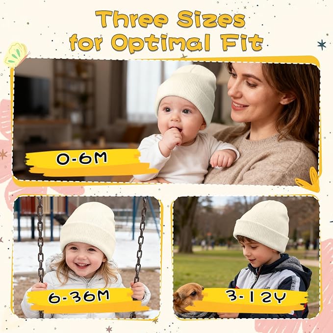 ZOORON Toddler Beanie Baby Kids Beanies Warm Winter Hat Knit Skull Cap for Boys & Girls Soft Children Infant Hat