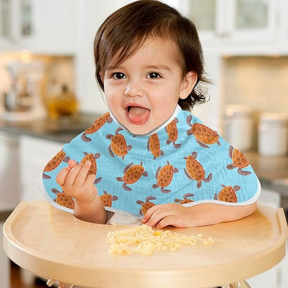 vvfelixl Baby Burp Cloths Turtle Baby Newborn Cotton Burping Cloths Set Baby Washcloths 4 Pack