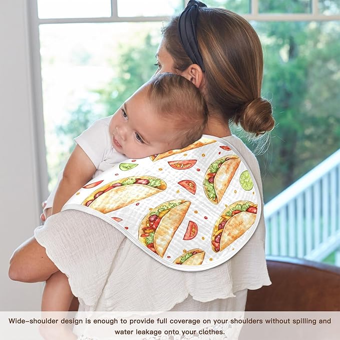 vvfelixl Cartoon Spicy Mexican Tacos Burp Cloths for Baby Boy Girls Baby Washcloths Burp Rags 1 Pack