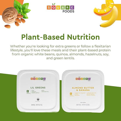 Square Food Organic Baby Food Purees | Soft Food Sampler Pack | Fresh & Dietitian-Designed Veggie-Forward, Balanced Meals | Low Sugar. No Added Sugar | Allergen Intro Options (7 Pack, 4 oz)