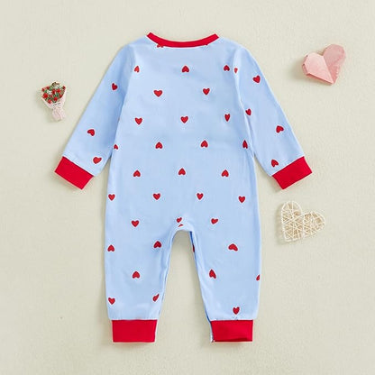 Baby Boy Valentines Outfit Newborn Long Sleeve Onesie Letter Print One Piece Jumpsuit Romper Cute Spring Clothes