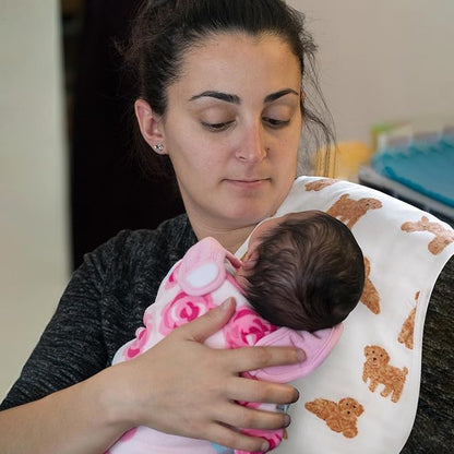 LifeTree Muslin Baby Burp Cloths - 2 Pack 70% Viscose from Bamboo and 30% Cotton Large 22'' by 10'' Absorbent Milk Spit Up Rags - Burping Cloths for Newborn, Girls Boys, GoldenRetriever & PoodleDog