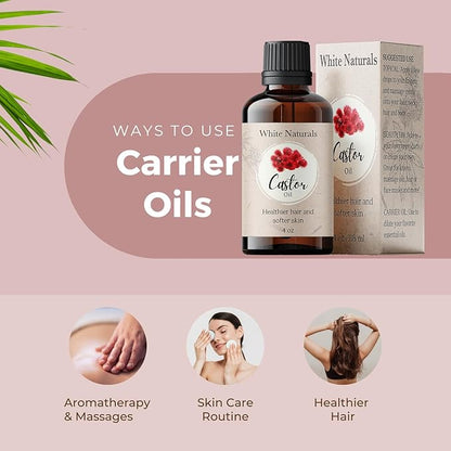 Organic Castor Oil, 100% Pure Natural, Cold Pressed for Essential Oils Mixing Natural Dry Skin Moisturizer Body & Face Care, Eyelash Caster Oil, Eyelashes Eyebrows Lash & Hair Growth Serum 4oz