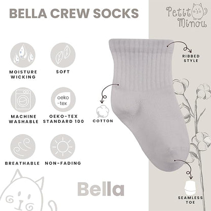 Bella Baby & Toddler Seamless-Toe Turkish Cotton Crew Socks (6-Pack)