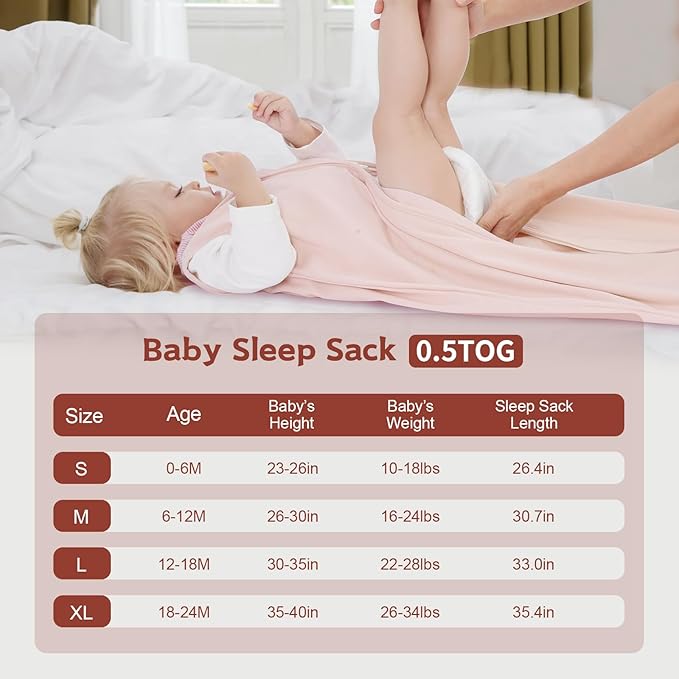 Baby Sleep Sack 0-6 Months,100% Cotton TOG 0.5 Wearable Blanket for Newborn and Infant, 3 Pack 2-Way Zipper Lightweight Sleeping Bags for Toddler