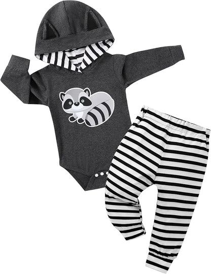 Baby Clothes Boy Newborn Outfits Animal Print Long Sleeve Romper and Pants 2PCS Fall Winter Infant Clothing Set