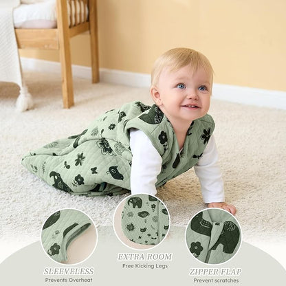 Looxii Baby Sleep Sack 6-12 Months 2.5 TOG Baby Wearable Blanket, Cotton Quilted Infant Toddler Sleeping Bag 2-Way Zipper Warm Toddler Sleep Sack for Winter