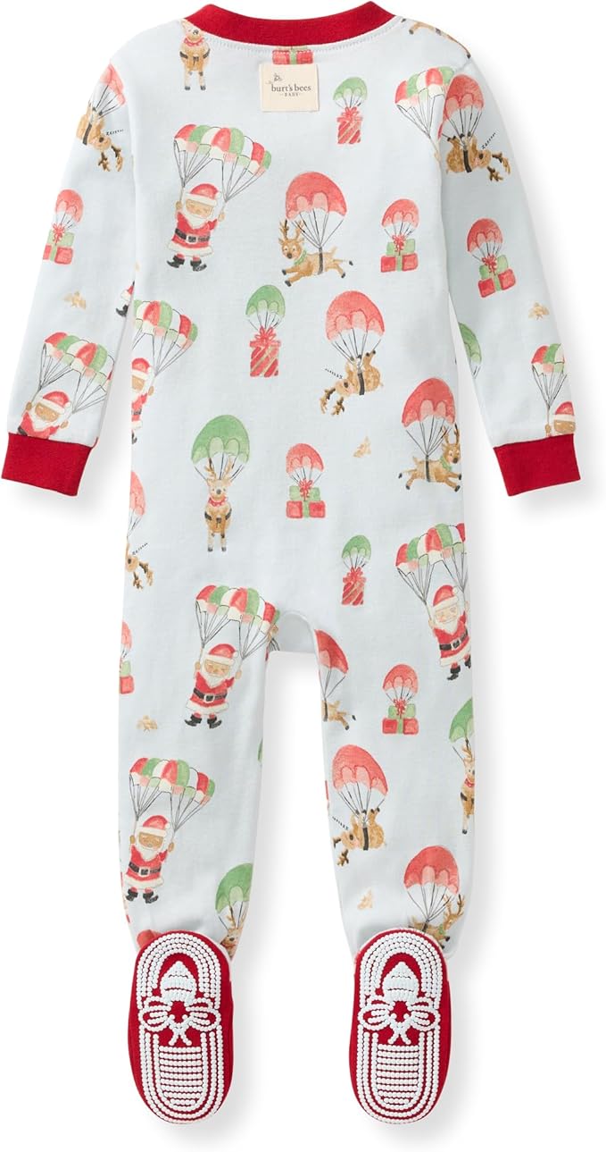 Burt's Bees Baby Baby Girls Sleeper Pajamas, 100% Organic Cotton, One-piece PJs, Diagonal Zip Up Jumpsuit, Snug Fit Footie