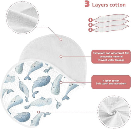 vvfelixl Muslin Burp Cloths Whale Dolphin Baby Washcloths for Baby Girl Boys 2 Pack