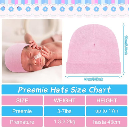 Newcotte 6 Pcs Preemie Baby Hats Cotton Preemie Caps Warm Newborn Beanie Premature Hat for Nicu Premature Boy Girl