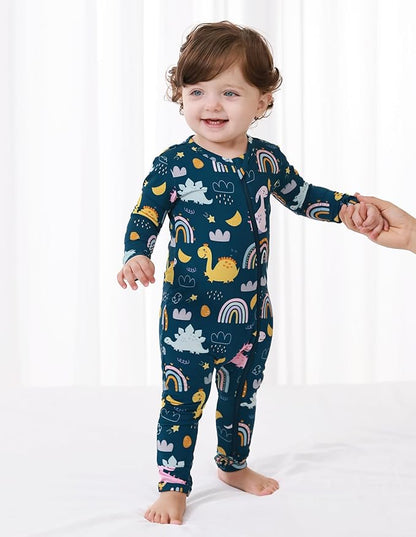 Baby Zippered Rompers Newborn Pajamas Sleepers Long Sleeve Jumpsuits Infant Zipper Romper-Viscose from Bamboo