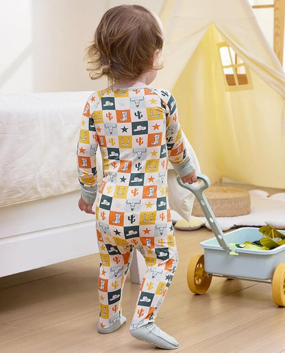 Bamboo Viscose Baby Convertible Footie Pajama, Zipper Pajamas for Baby Boys & Girls, Sleep & Play Footed Pjs