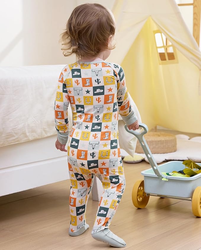 Bamboo Viscose Baby Convertible Footie Pajama, Zipper Pajamas for Baby Boys & Girls, Sleep & Play Footed Pjs