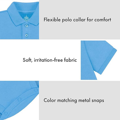 Creative Knitwear College Baby Polo Bodysuit Solid - Team Logo, Multiple Colors, for Boys & Girls (0-12 Months)