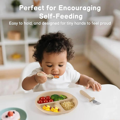 6 Pack Toddler Utensils, kids Silverware with Silicone Handle, 18/8 Stainless Steel Children Safe Spoons and Forks Set Baby Feeding Essentials, Dishwasher Safe