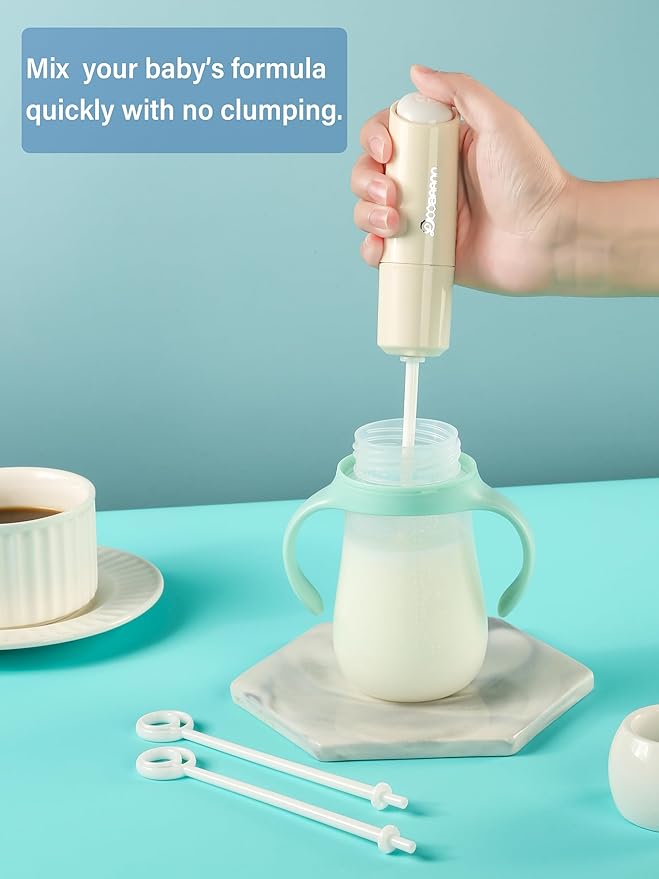 Handheld Electric Baby Formula Mixer,Electric Milk Frothers,Handheld Drink Mixer(Beige)