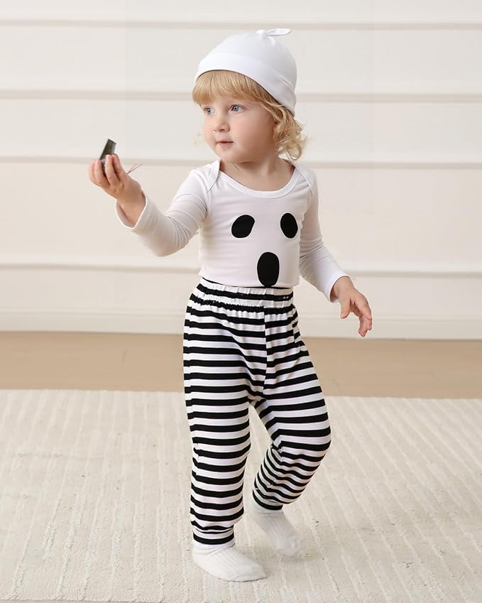 Baby Boy Clothes Infant Newborn Fall Winter Outfits Long Sleeve Letter Print Romper + Hat + Pants Set