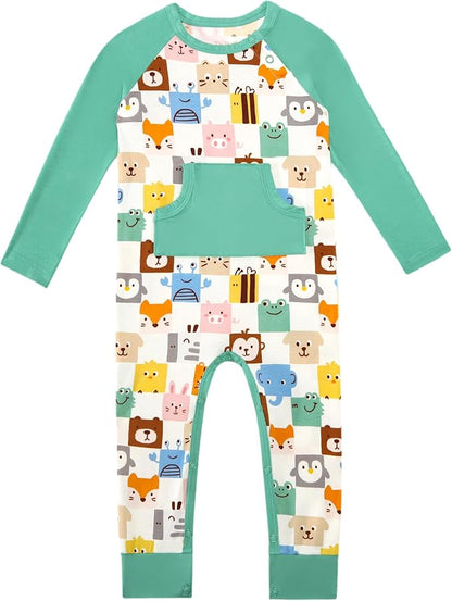 Baby Boys Girls Romper-Viscose Made from Bamboo, Long Sleeve Jumpsuits Soft Footless Rompers, Unisex