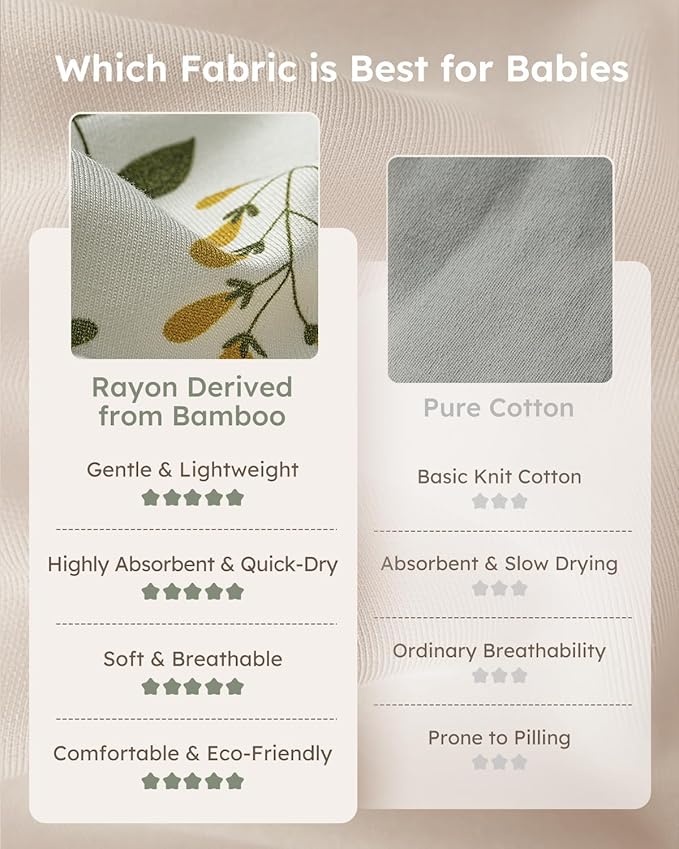 Yoofoss Rayon Made from Bamboo Baby Sleep Sack 12-18 Months 1.0 Tog Baby Wearable Blanket, Super Soft Infant Toddler Sleeping Sack 2-Way Zipper