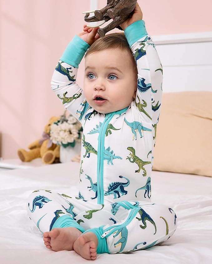 Bamboo Viscose Baby Convertible Footie Pajama, Zipper Pajamas for Baby Boys & Girls, Sleep & Play Footed Pjs