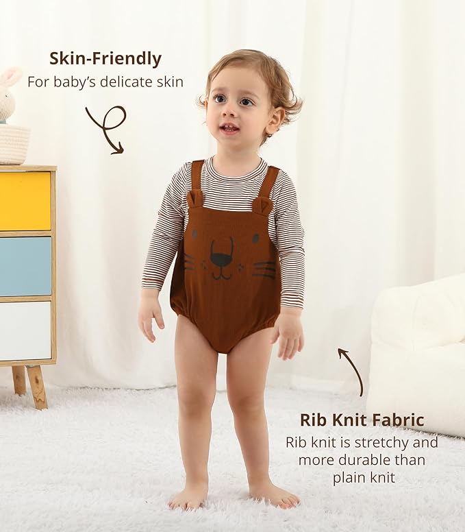 Baby Viscose from Bamboo Bodysuit for Boys Girls Long Sleeve Romper Soft Outfits for Infant One-Piece Cute Clothes