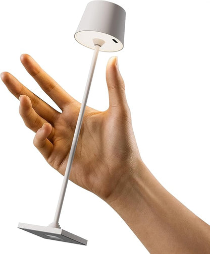 Compact Cordless Table Lamp, Rechargeable LED Night Light, Dual Light Source (RGB Top & Warm Bottom), Touch Control & Timer, Metal Lamp for Bedroom & Kids Room (Greige 1PACK)