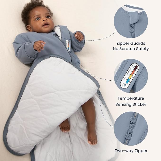 Unisex Sleeping Bag for Babies and Toddlers 1.0 Tog Sleep Sack 6-18 Months, Newborn Sleep Sack, Wearable Blanket Baby, One Piece Long Sleeves, Gifts for Baby