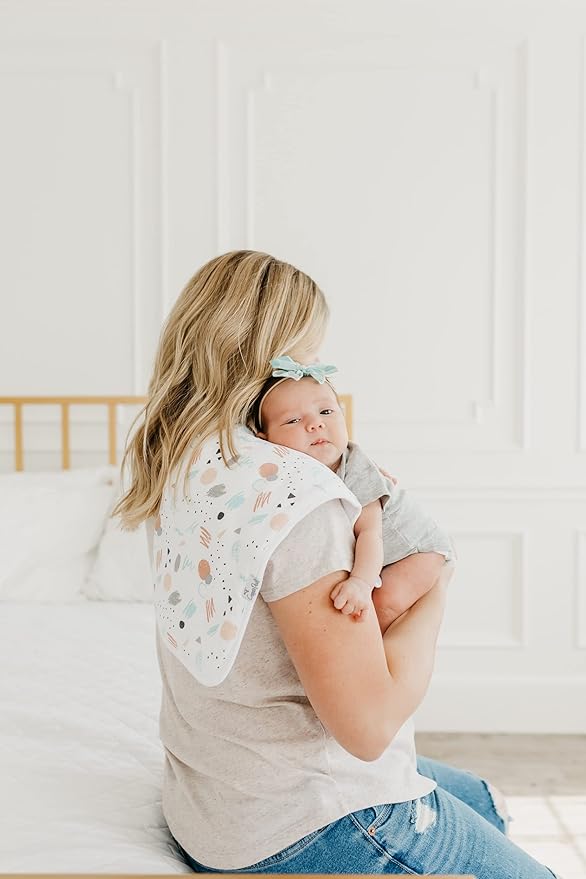 Copper Pearl Premium Baby Burp Cloths - 3-Pack Large Cotton Burp Cloths, Extra Soft Spit Up Rags with 3 Absorbent Layers, Perfect for Baby Boy and Baby Girl Gifts (21" x 10" Size, Zella Set)