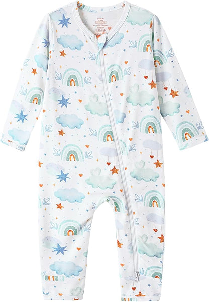 Baby Zippered Rompers Newborn Pajamas Sleepers Long Sleeve Jumpsuits Infant Zipper Romper-Viscose from Bamboo