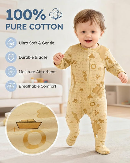 Baby Sleepers 3 Pack Cotton Pajamas for Newborn 0-3 3-6 6-9 Months Boys Girls Clothes Sleep 'N Play Footie PJs