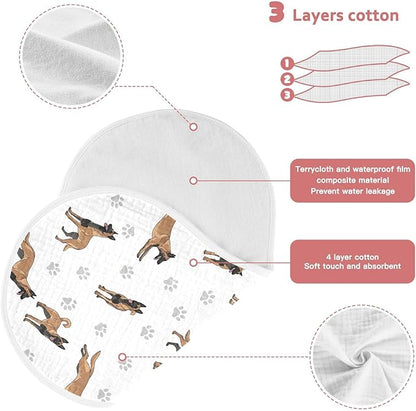4 Pack Muslin Burp Cloths Belgian Dog Paw Prints White Cotton Baby Burp Cloths Extra Absorbent and Soft Thick Burping Cloth for Newborn Must Haves 22x11 Inch