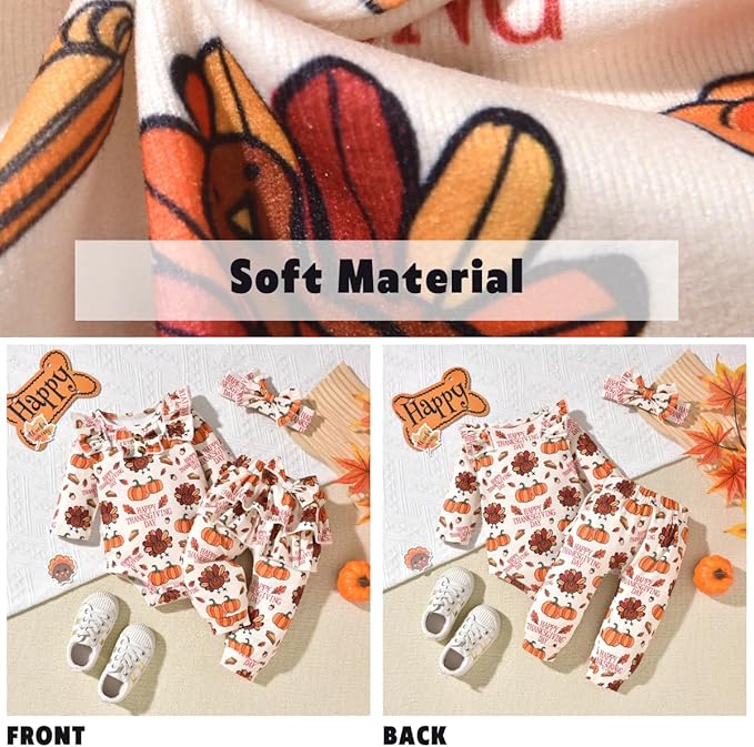 Aalizzwell Preemie Newborn Infant Baby Girls Clothes Ribbed Bodysuit Pants Set Fall Winter Outfits