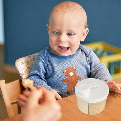 Accmor Baby Formula Dispenser On The Go, Non-Spill Rotating Four-Compartment Formula Container to Go, Milk Powder Kids Snack Container for Infant Toddler Travel Outdoor, White, 2 Pack