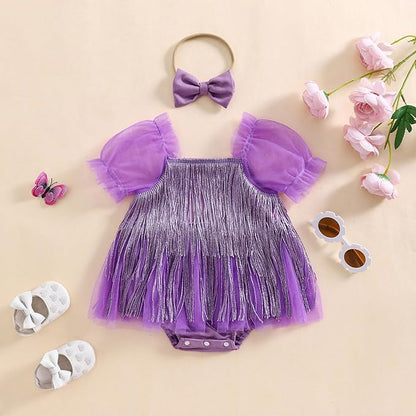 Sasaerucure Infant Baby Girl Summer Outfits Sleeveless Dress Romper Lace Tutu Onesie One Piece Ruffle Bodysuit
