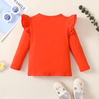 LYSMuch Toddler Baby Girls Long Sleeve Ruffle T Shirt Kids Casual Plain Solid Top Blouse T-Shirt Undershirt